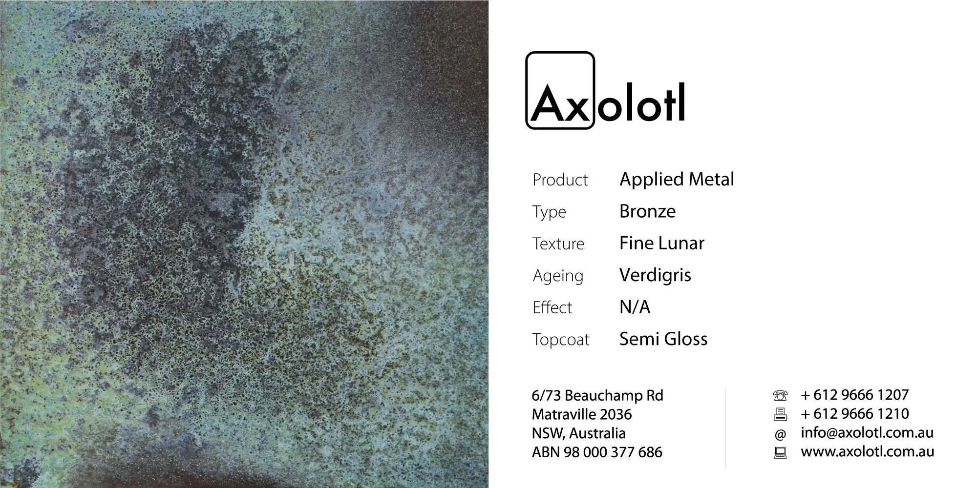 Bronze — Fine Lunar Verdigris100b