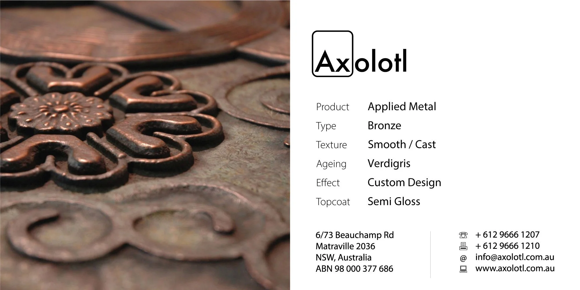 Bronze — Verdi Gris Custom Routed Design