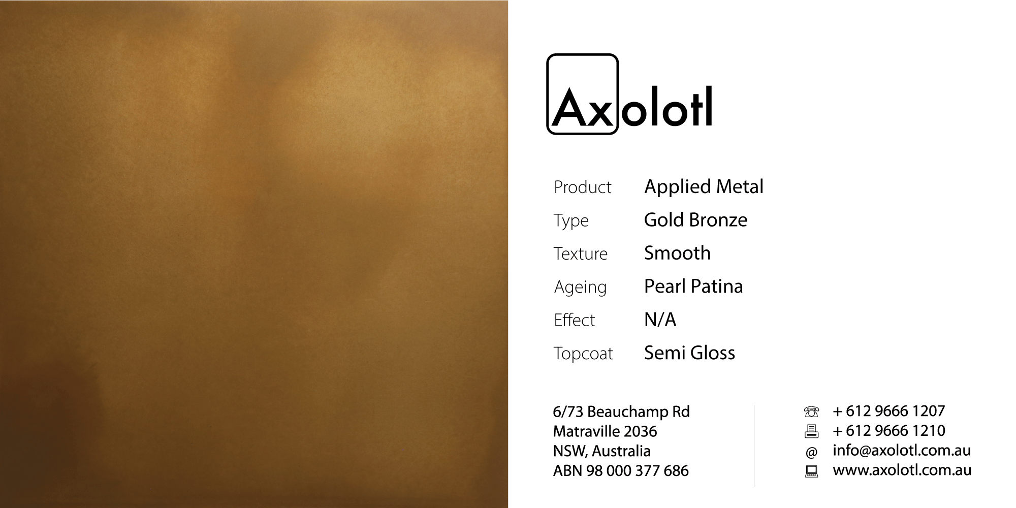 Gold Bronze — Smooth Pearl Patina