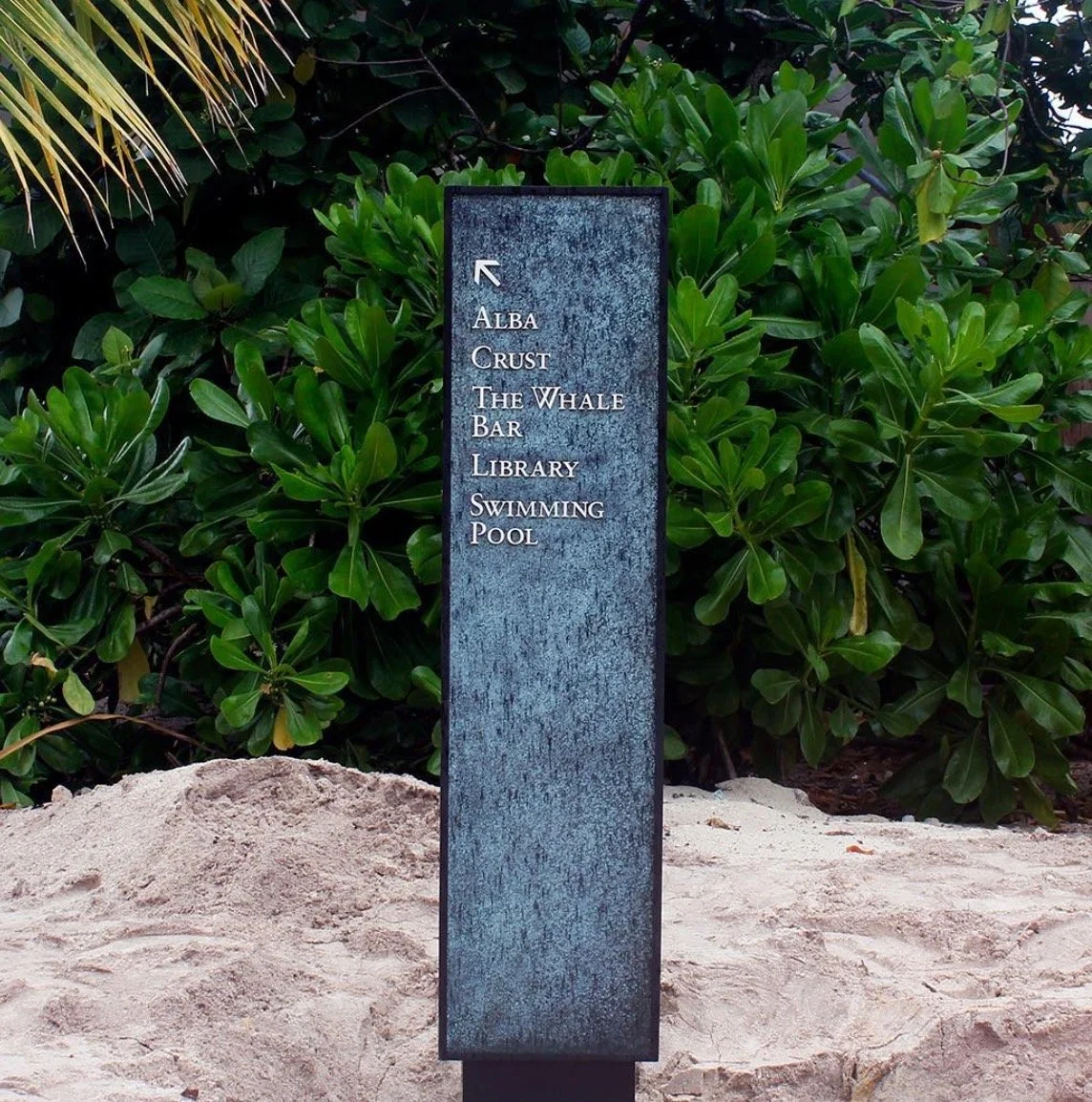 Maldives Signage BRass SM Verdi Gris Florentine