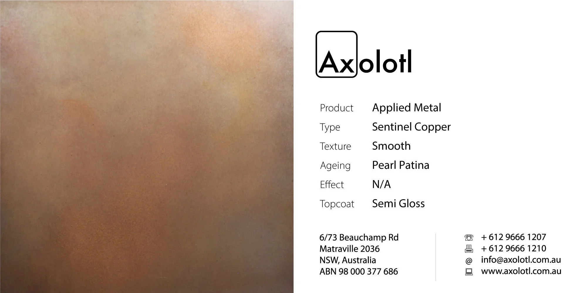 Sentinel Copper — Smooth Pearl Patina