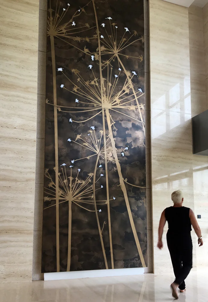 Dandelion Feature Wall | Bronze Fine Lunar Black Florentine &amp; Gold Bronze Smooth