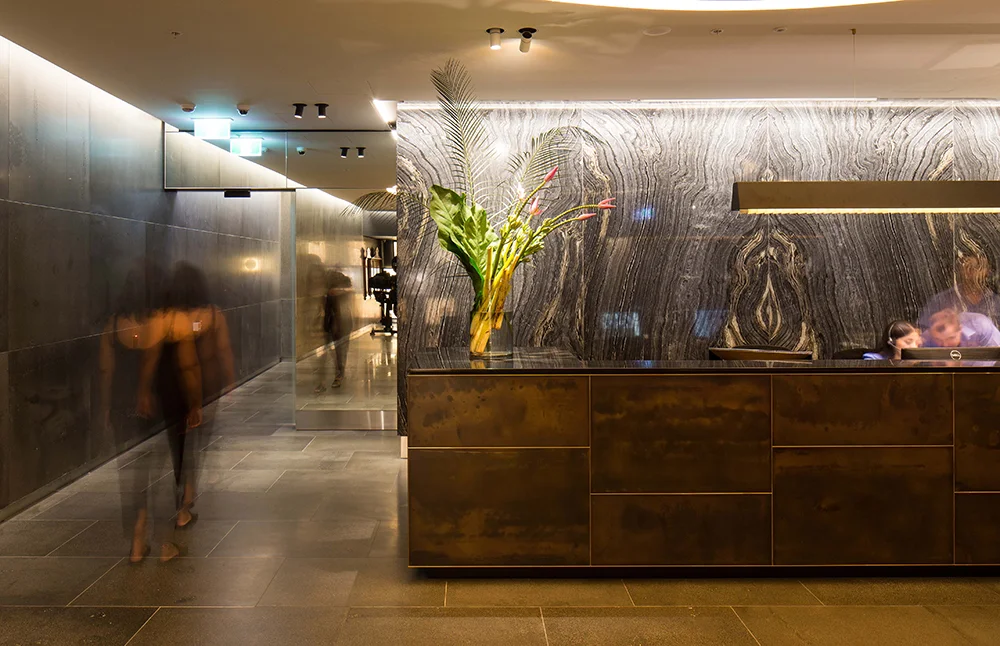AHL Reception Counter | Brass Florentine Sheet Metal