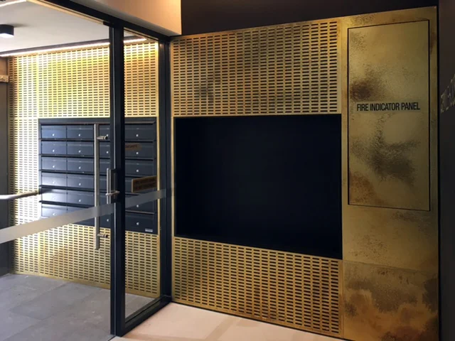 Perforated Brass Pearl Patina Sheet Metal