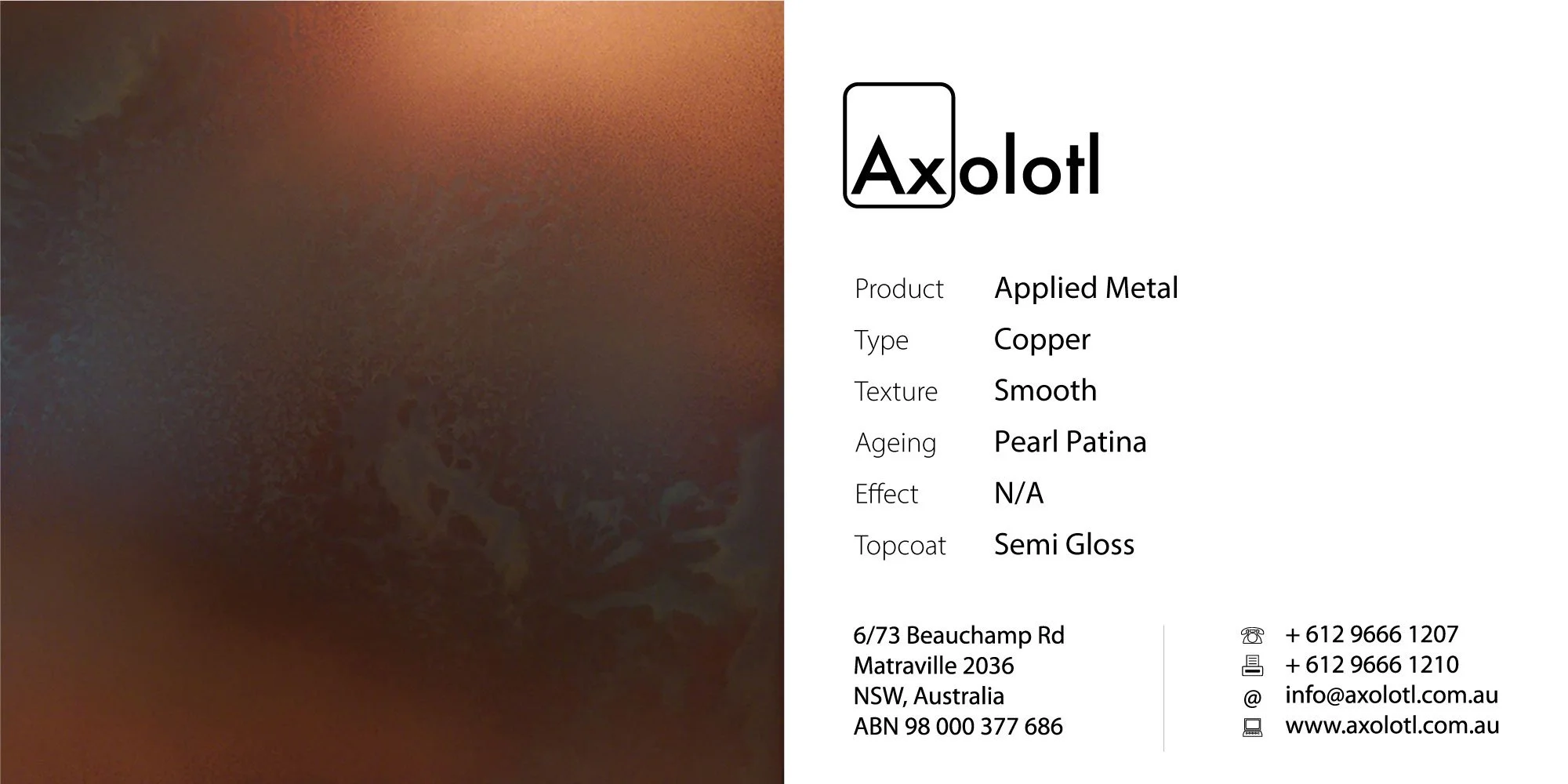 Copper — Smooth Pearl Patina