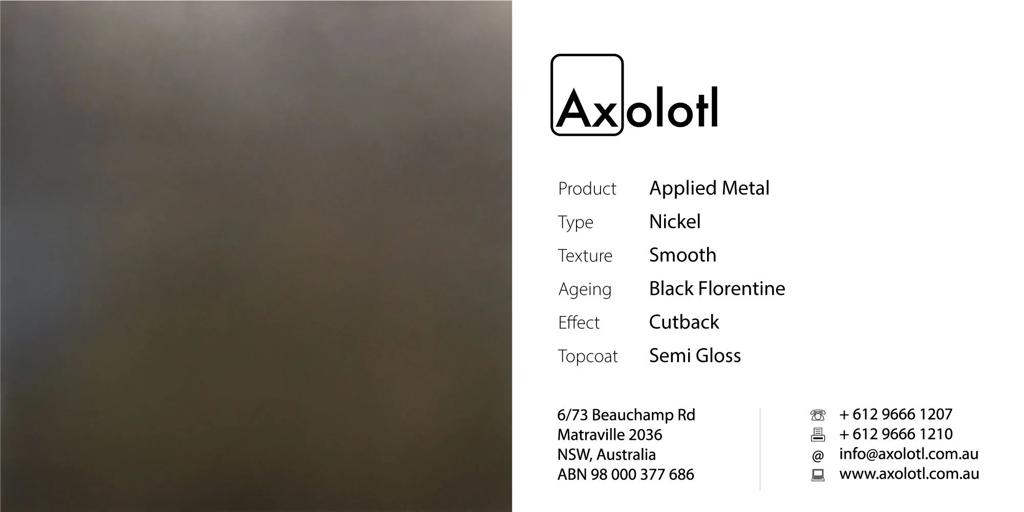 Nickel — Smooth Black Florentine 25%Cutback