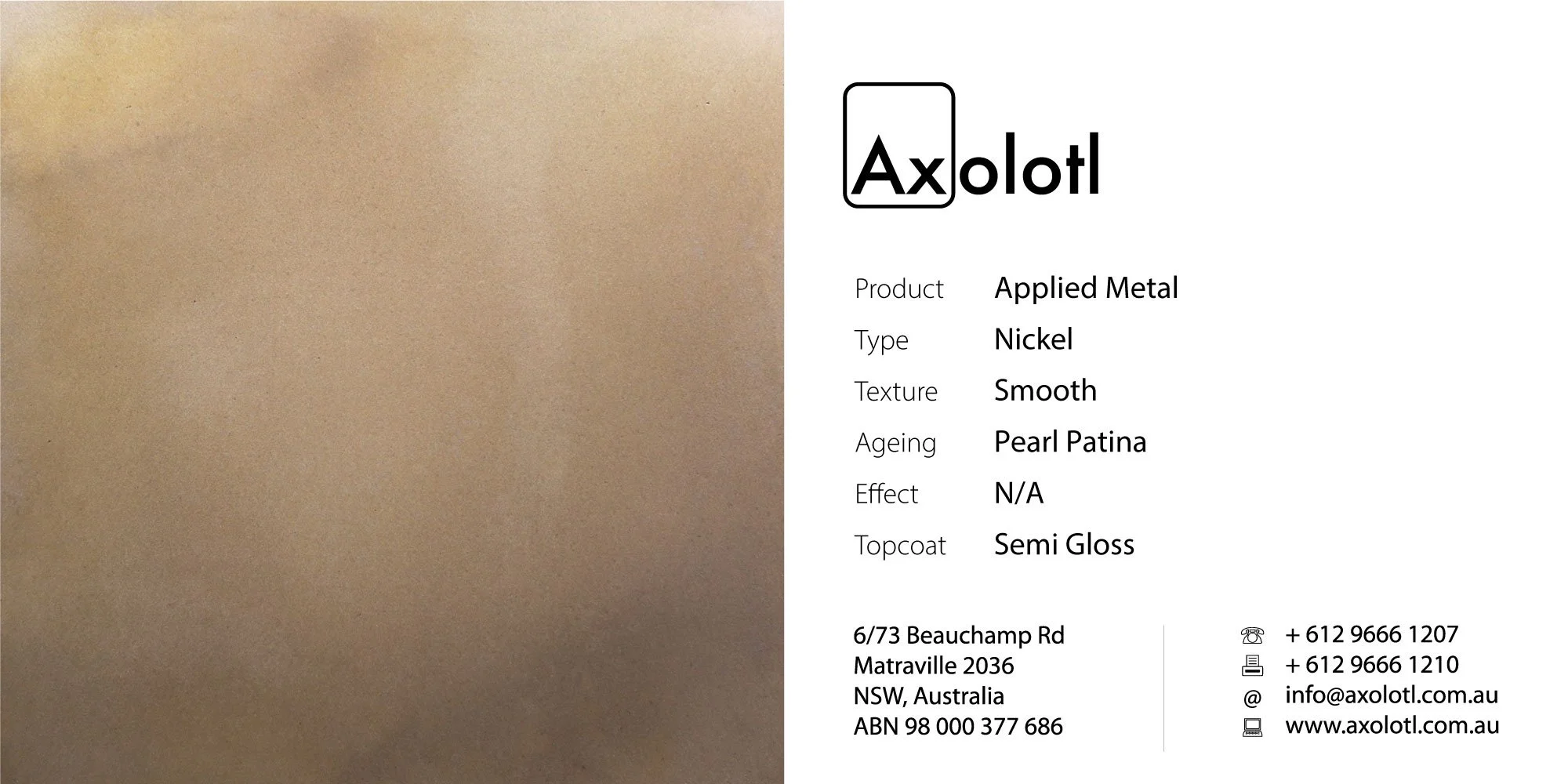 Nickel — Smooth Pearl Patina