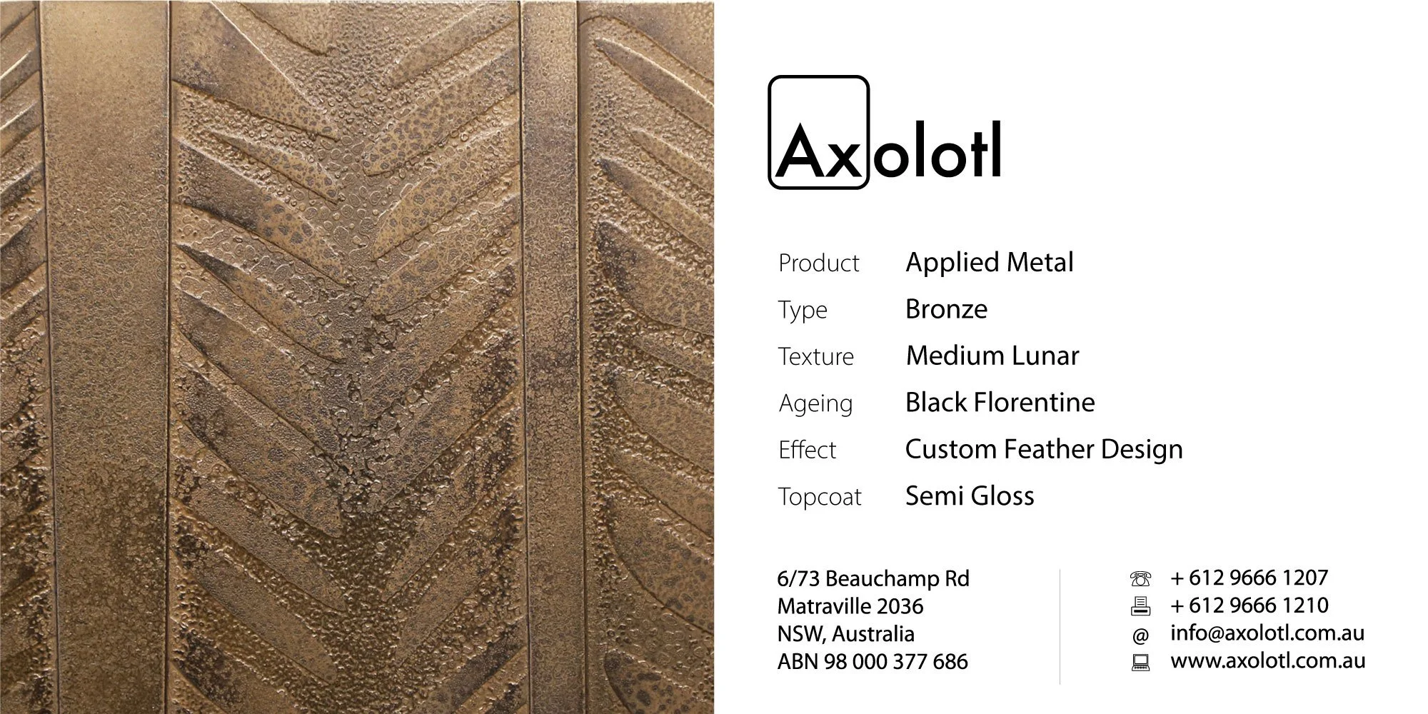 Bronze — Medium Lunar Black Florentine Custom Feathers