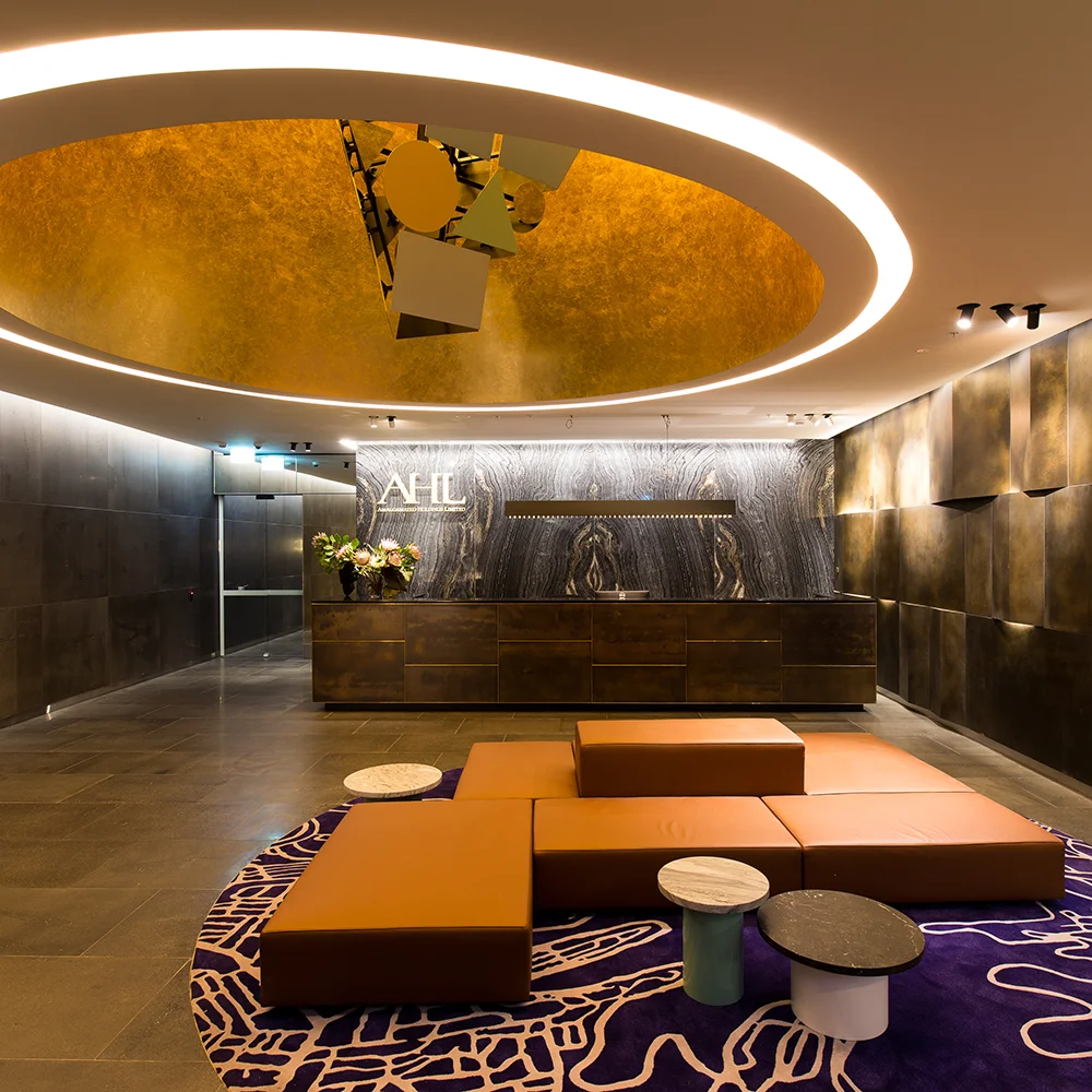 AHL Reception Counter | Brass Florentine Sheet Metal