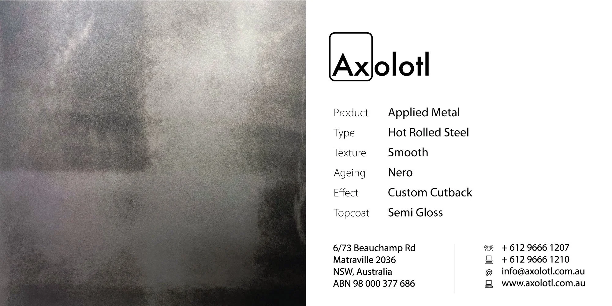Hot Rolled Steel Smooth Nero Custom Cutback