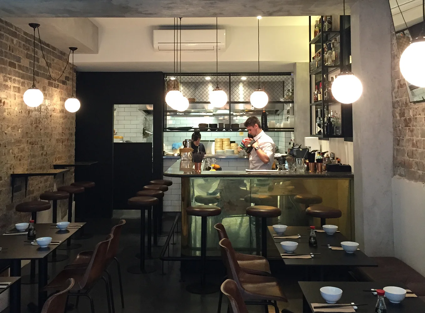 Fei Jai Restaurant | Bar Front in Brass Sheet Tarnish