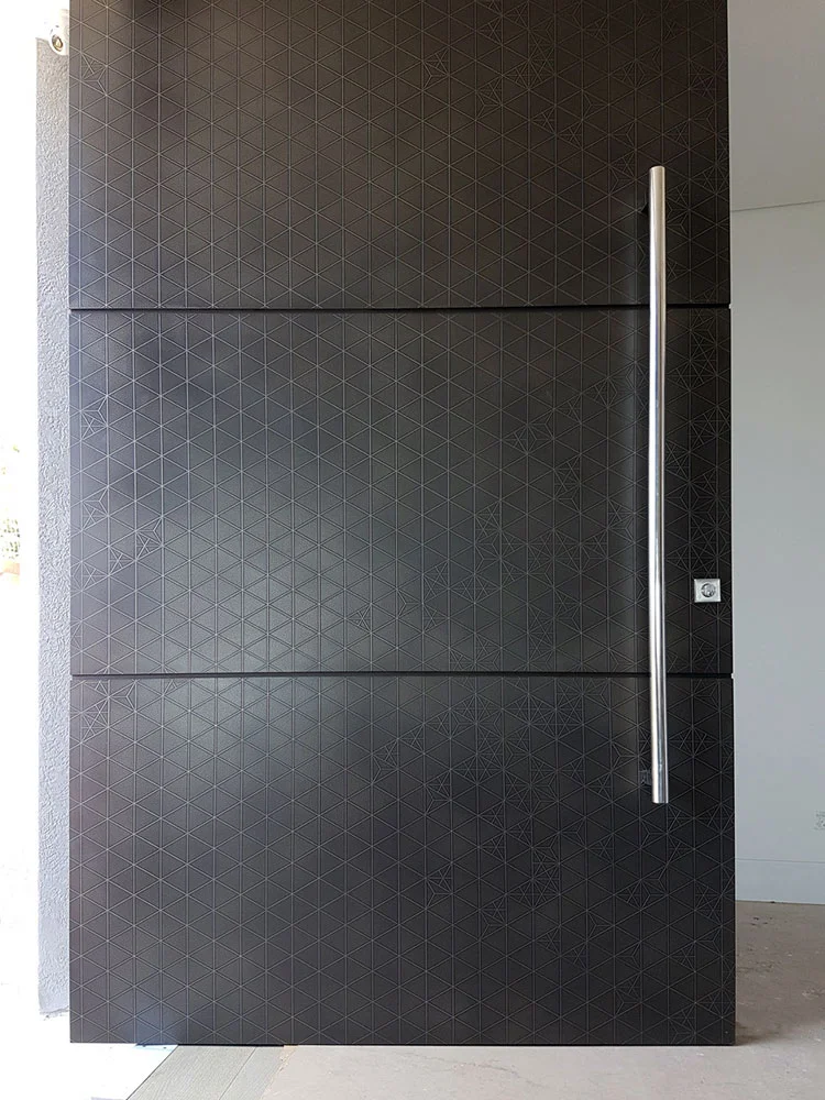 Nickel Prism entry door — Nickel Florentine · 3D Prism