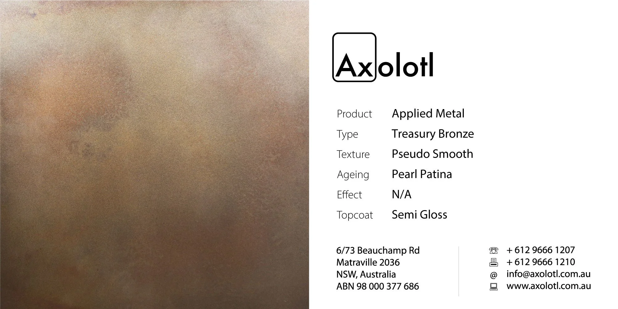 Treasury Bronze — Pseudo Smooth Pearl Patina