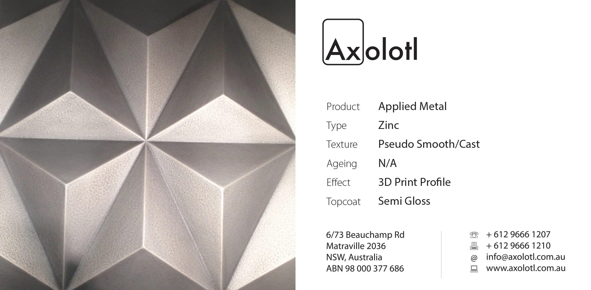 Zinc — Pesudo Smooth Cast 3D Profile