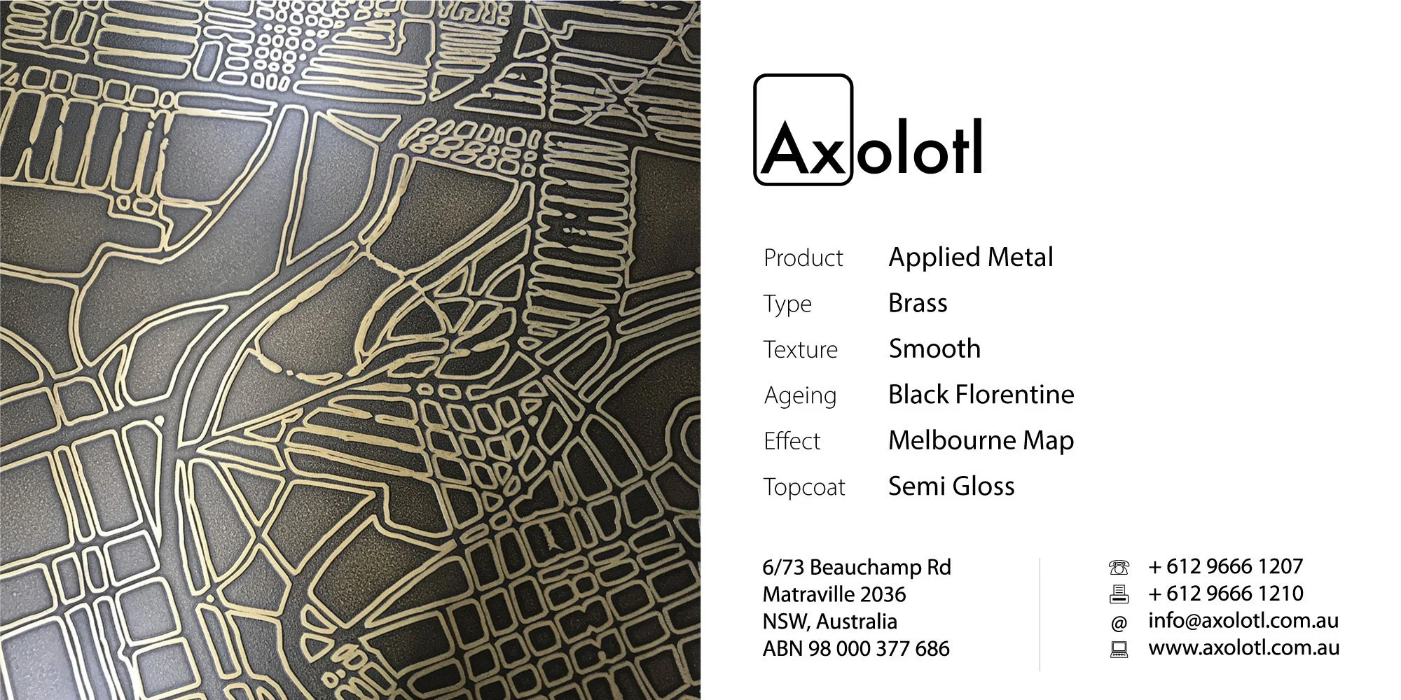 3D Print Melbourne Map Brass Florentine