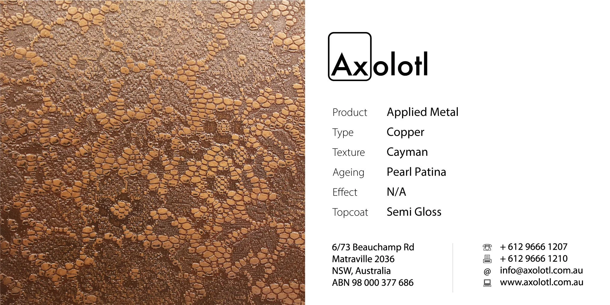 Copper — Cayman Pearl Patina