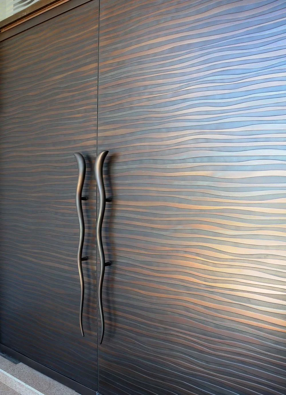 Treasury Bronze Shiver entry door — Treasury Bronze Pearl · Shiver