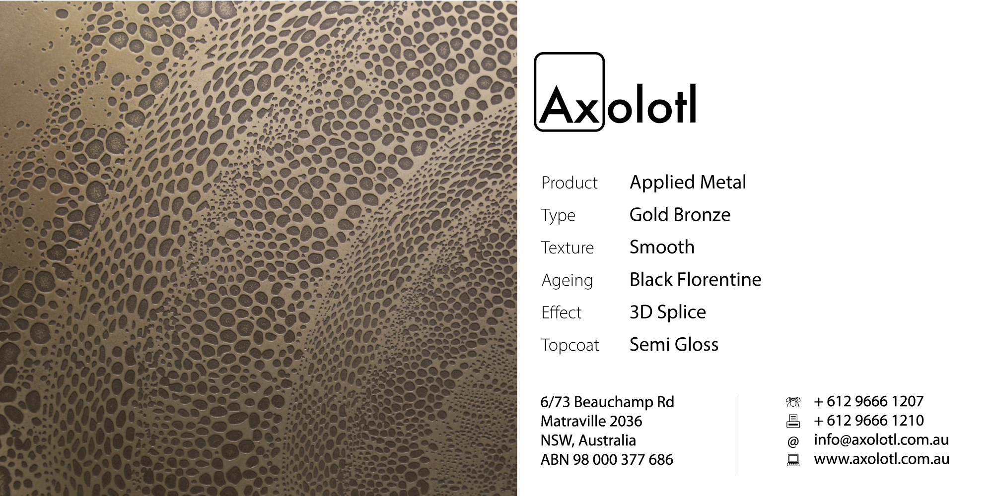 Gold Bronze — Smooth Black Florentine 3D Splice