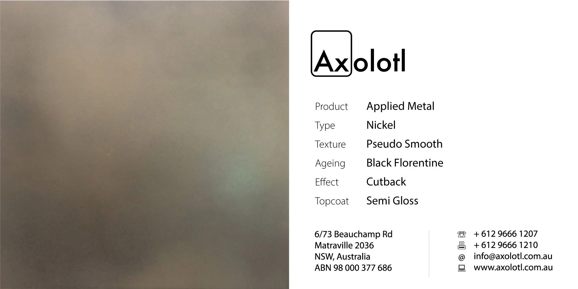 Nickel — Pseudo Smooth Black Florentine Cutback