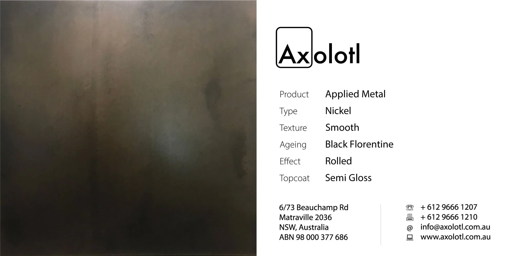 Nickel — Smooth Rolled Black Florentine
